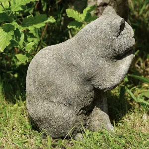 Preening Cat Stone Statue Animal Kitten Outdoor Garden Ornament Decoration British Made Sculpture