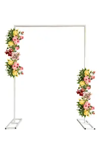 Rectangle Arch Stand Metal Backdrop Stand with Base Garden Arbors - 1.5m x 2m, White