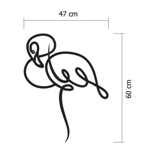 Decortie Modern Metal Wall Art Flamingo Theme Home Ornament Decorative Minimalist Design Hanging Wall Sculpture, Black