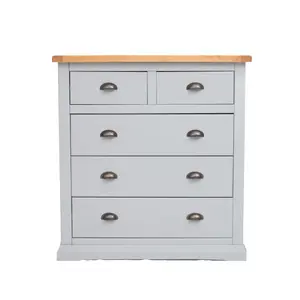 Loreo 5 Drawer Chest of Drawers Brass Cup Handle