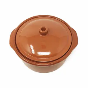 El Toro Glazed Terracotta Brown Kitchen Dining Set of 2 Lidded Casserole Dishes (D) 20cm