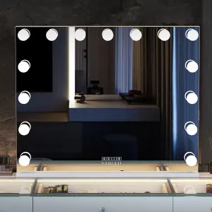 VANITII GLOBAL Hollywood Vanity Music Mirror with 15 LED Lights 100x80CM