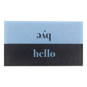 Blue Hello Bye Doormat (70 x 40cm)