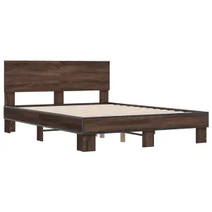 Berkfield Bed Frame without Mattress Brown Oak 135x190 cm Double