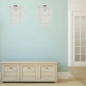 First Choice Lighting Set of 2 Clear Jewel Tiered Light Shades