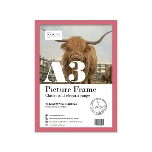 A3 Pink Picture Frame Fits A3 (29.7 x 42cm - 11.7 x 16.5in) Poster, Photo, Artwork, or Print.