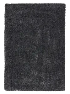 Dark Grey Plain Shaggy Modern Plain Easy to Clean Soft Rug For Dining Room -80cm X 150cm