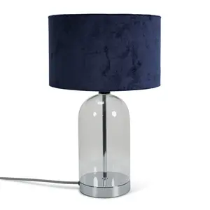 Glass Desk Lamp Silver / Navy