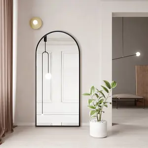 Salma Metal Flat Mirror Matte Black / 170cm H x 61cm W