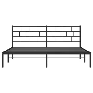 Berkfield Metal Bed Frame with Headboard Black 193x203 cm