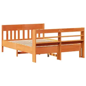 Berkfield Bed Frame without Mattress Wax Brown 150x200 cm King Size Solid Wood Pine