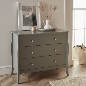 Lautner Satin grey 3 Drawer Wide Chest of drawers (H)800mm (W)965mm (D)450mm