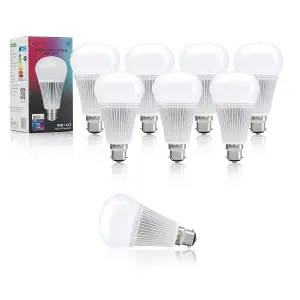 Auraglow 2.4Ghz RGB CCT Smart B22 LED Light Bulb - 70w EQV - 8 PACK