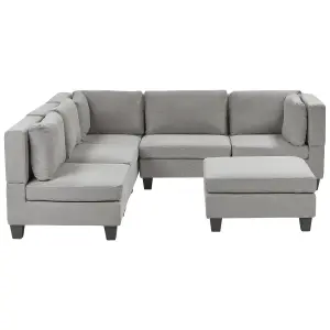 Corner Sofa with Ottoman UNSTAD Light Grey Fabric Right Hand