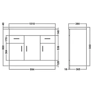 Eden 1010mm Single Bathroom Vanity with Integrated Ceramic Basin