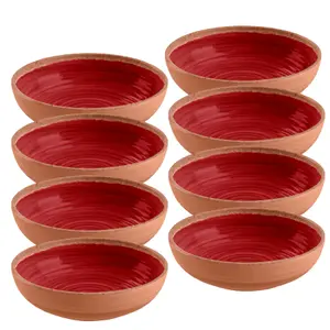 Purely Home Rustic Swirl Red Melamine Bowls - Set of 8