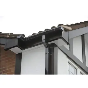 4 x Black Square Fascia Gutter Brackets, Freeflow 114mm Rain Water Systems