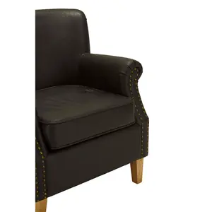 Interiors by Premier Brown Leather Effect Armchair, Easy to Clean Leather Armchair, Body Supportive High Back Accent Chair