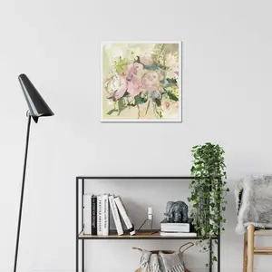 Peonies With Sage by Marilyn Hageman - Painting White Framed Paper Print / 55cm H x 55cm W