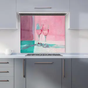 Romantic Evening: Champagne Toast Premium Glass Kitchen Splashback W600mm x H650mm