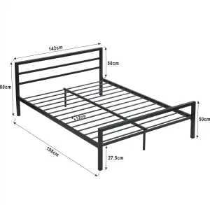 City Metal Bed Frame in Black, 4FT6 Double (135x190cm)