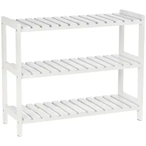 HOMCOM 3-Tier Shoe Rack Wood Frame Slatted Shelves Open Hygienic Storage 57x70cm