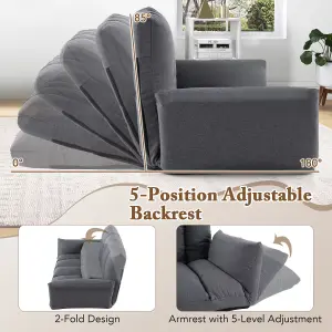 COSTWAY Foldable Floor Sofa Upholstered Recliner Chair Convertible Lazy Couch