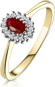 Ruby 5 X 3mm And Diamond 9K Gold Ring