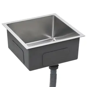 Berkfield Handmade Kitchen Sink with Strainer Stainless Steel