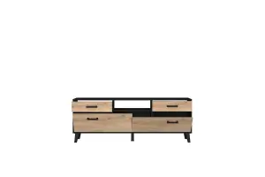 Stylish Artona 04 TV Cabinet H680mm W1860mm D400mm - Oak Artisan & Black Matt Finish