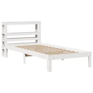 Berkfield Bed Frame with Headboard without Mattress White 75x190 cm Small Single