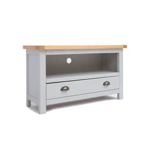 Argenta Light Grey 1 Drawer TV Cabinet Brass Cup Handle