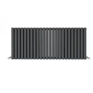 Anthracite Oval Tube 600x1416mm Horizontal Double Panel Heated Towel Radiator