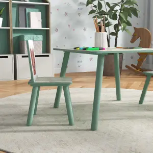 ZONEKIZ Kids Table and Chairs, Children Desk with 2 Chairs, Green