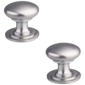 2 PACK - Victorian Tiered Door Knob - 50mm Satin Chrome Cabinet Pull Handle Round Rose