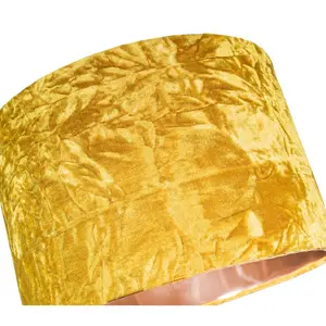 Modern Crushed Velvet Lamp Shade with Shiny Paper Inner Ochre / 22cm H x 35cm W x 35cm D