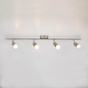 Brushed Steel 4 Bar GU10 Ceiling Spotlight