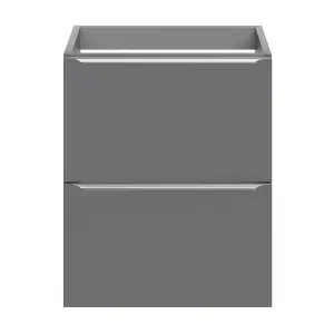 GoodHome Imandra Slimline Gloss Grey Wall-mounted Bathroom Cabinet (H) 600mm (W) 500mm