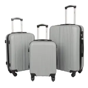 Silver Delta Stripe 3 Piece Luggage Set