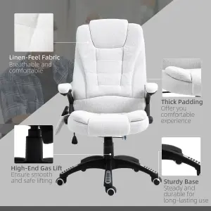 Vinsetto Office Chair w/ Heating Massage Points Relaxing Reclining Cream White