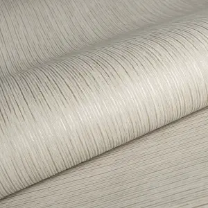 Galerie Feel Beige Metallic Curtain Stripe Wallpaper Roll