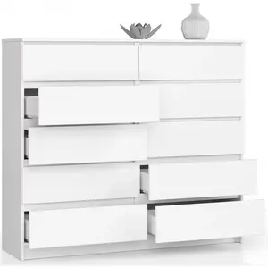 Sideboard, Chest Of Drawers 10 Drawers, Contemporary Chest Of Drawers, Modern Living Room Furniture 121 x 120 x 40 cm White