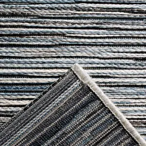 Blue Striped Outdoor Rug, Striped Stain-Resistant Rug For Patio,Garden, Deck, Pool 5mm Modern Outdoor Rug-60cm X 110cm