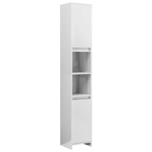 Berkfield Bathroom Cabinet High Gloss White 30x30x183.5 cm Engineered Wood