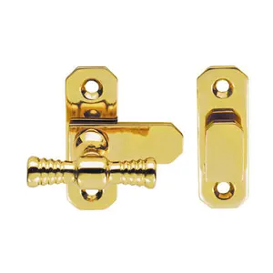 2x Window T Handle Fastener 57 x 19mm Polished Brass Cabinet Door Lock