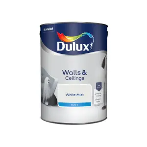 Dulux Walls & ceilings White mist Matt Emulsion paint, 5L