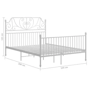 vidaXL Bed Frame White Metal 140x200 cm