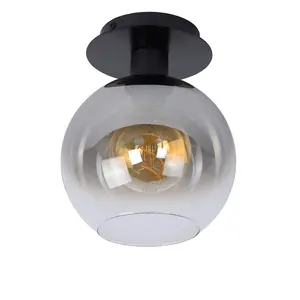 Lucide Marius Retro Flush Ceiling Light - 1xE27 - Black