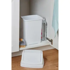 1 x Small 8L Ice White Rubbish Waste Flip Top Bin For Living Areas & Office