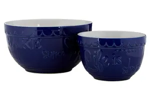 Maison by Premier Set Of Two Gigi Blue And White Mixing Bowls